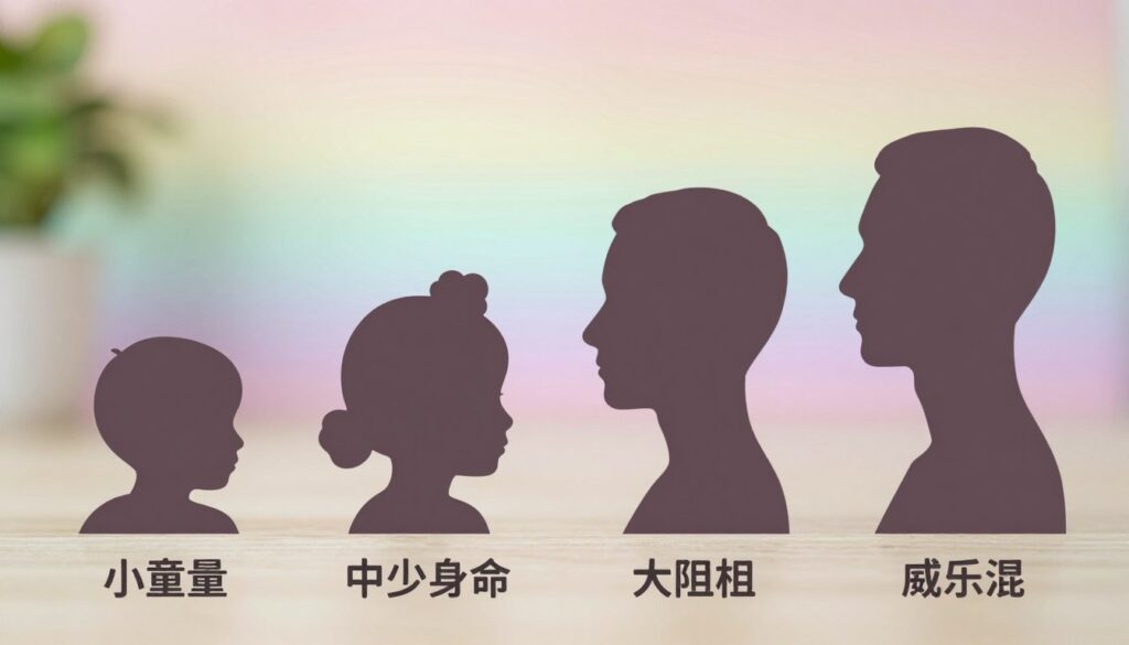 A detailed and educational illustration of the stages of labial development in a human anatomy context. The foreground features four distinct silhouettes of labial forms, each labeled with age milestones: childhood, adolescence, adulthood, and maturity. The middle layer includes a soft gradient background that transitions from light pastel colors to represent growth and change. Natural lighting enhances the clarity of shapes and softens edges, creating an inviting and informative atmosphere. A slight depth of field focuses on the silhouettes while blurring the background gently. The overall mood is professional and educational, aiming to provide insight into anatomical changes over life stages without any explicit or suggestive content.