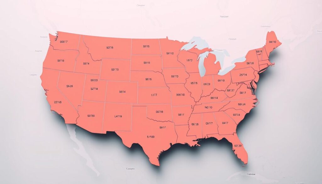 A detailed map of the United States, displaying regional COVID-19 case data. The foreground shows colored state outlines with corresponding case numbers and infection rates. The middle ground features major cities and population centers, rendered in a clean, minimalist style. The background depicts a muted color palette of geographic features like rivers, mountain ranges, and coastlines, providing context without distracting from the core data visualization. The lighting is soft and even, creating a clinical, informative atmosphere. The camera angle is a birds-eye view, allowing the viewer to comprehend the nationwide scope of the data at a glance. A detailed map of the United States, displaying regional COVID-19 case data. The foreground shows colored state outlines with corresponding case numbers and infection rates. The middle ground features major cities and population centers, rendered in a clean, minimalist style. The background depicts a muted color palette of geographic features like rivers, mountain ranges, and coastlines, providing context without distracting from the core data visualization. The lighting is soft and even, creating a clinical, informative atmosphere. The camera angle is a birds-eye view, allowing the viewer to comprehend the nationwide scope of the data at a glance.