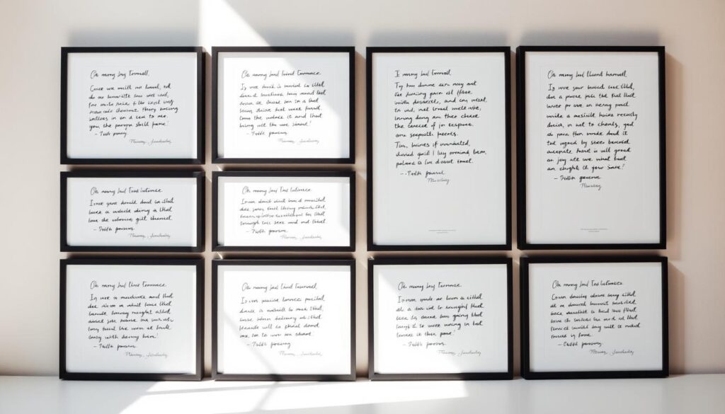 A neatly arranged series of framed client testimonials, displayed against a clean, minimalist backdrop. The testimonials, written in a handwritten font, convey genuine human experiences and emotions. Warm, natural lighting casts a soft glow, creating a sense of authenticity and trustworthiness. The layout is visually appealing, with each testimonial framed individually, allowing the viewer to focus on the content. The overall composition is well-balanced, with a harmonious color palette and a subtle, professional aesthetic that complements the article's subject matter.