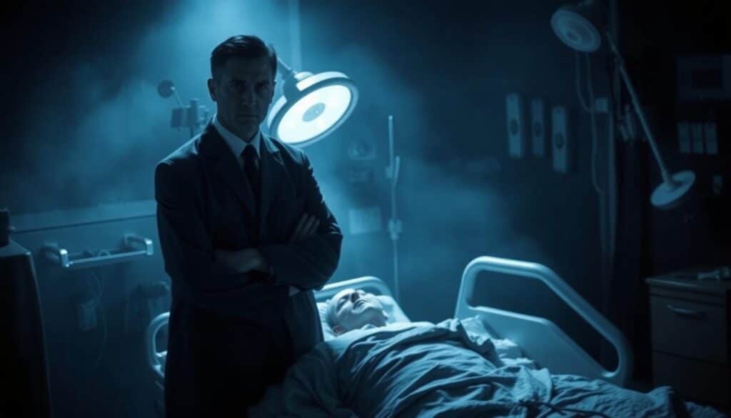 A somber hospital room, dimly lit, with a patient lying in a bed, their face obscured by shadow. In the foreground, a medical professional stands over them, their expression stern and unreadable. The background is hazy, with medical equipment and supplies visible, hinting at the potential for exploitation. The scene is imbued with a sense of unease, conveying the gravity and complexities of the "patient exploitation allegations" at the heart of the story. A somber hospital room, dimly lit, with a patient lying in a bed, their face obscured by shadow. In the foreground, a medical professional stands over them, their expression stern and unreadable. The background is hazy, with medical equipment and supplies visible, hinting at the potential for exploitation. The scene is imbued with a sense of unease, conveying the gravity and complexities of the "patient exploitation allegations" at the heart of the story.