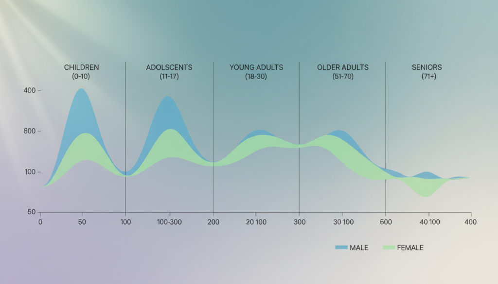 ALP normal range chart showing healthy ALP levels by age and sex ALP normal range chart showing healthy ALP levels by age and sex