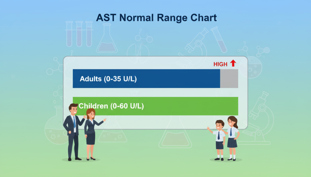 AST normal range chart for adults and children