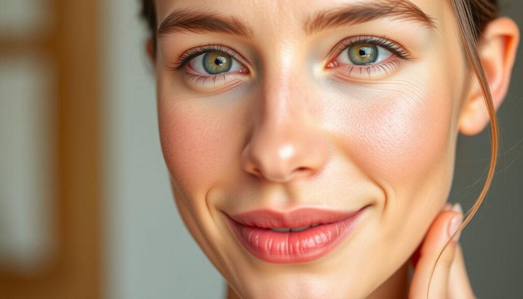 Generate an image of a person with clear skin after using Proactiv