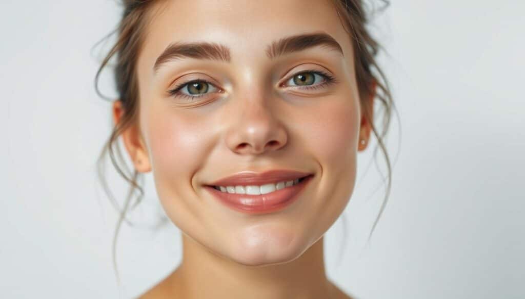 Generate an image of a person with clear skin after using Ursa Major's acne products.