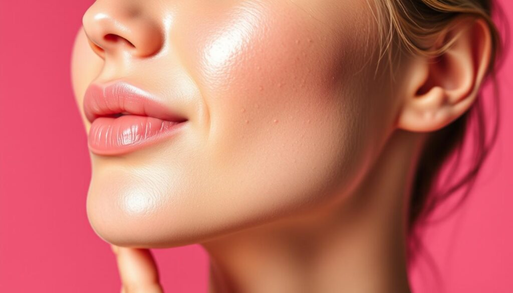 Generate an image of a person with hydrated and healthy-looking skin after using Ursa Major's moisturizing products.