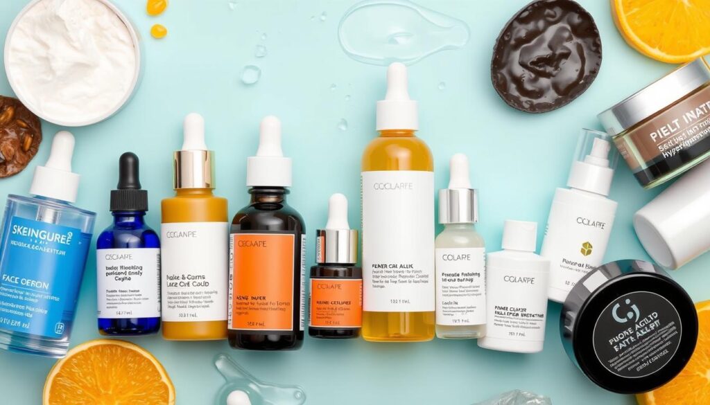 Generate an image of face acids products for hyperpigmentation