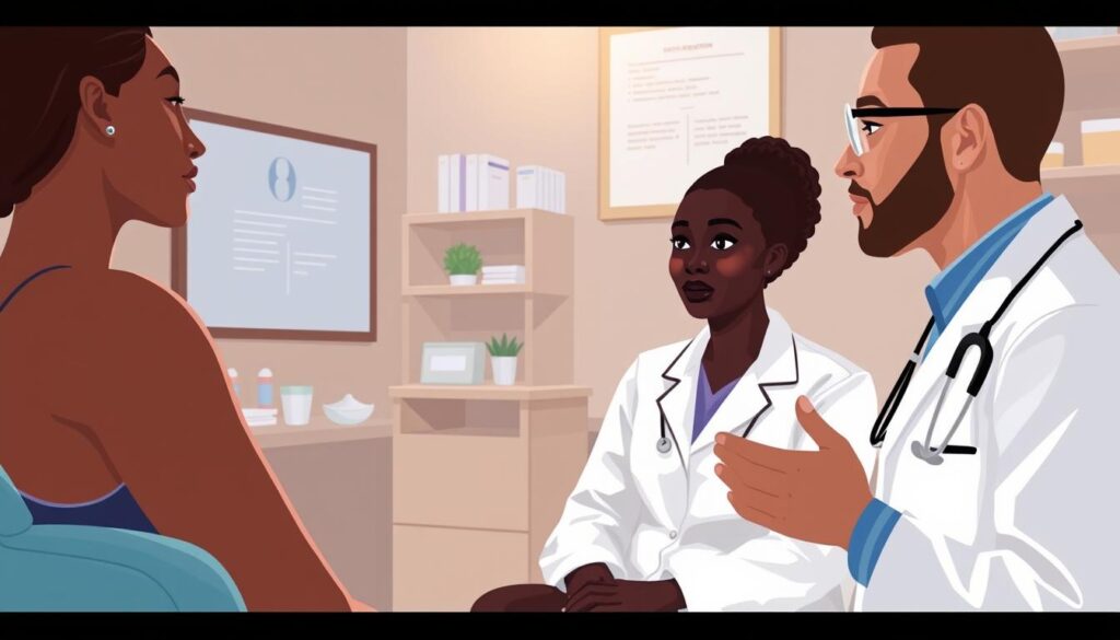 Image of a dermatologist consulting with a patient about hyperpigmentation treatment