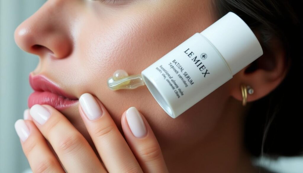 Image of a person applying Le Mieux serum