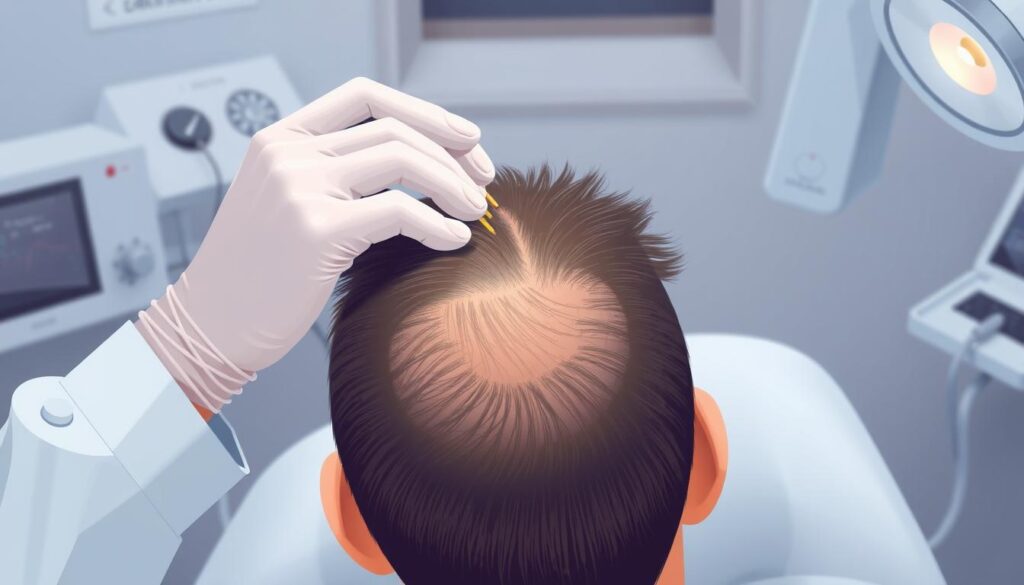 Image of a person undergoing hair transplantation Image of a person undergoing hair transplantation