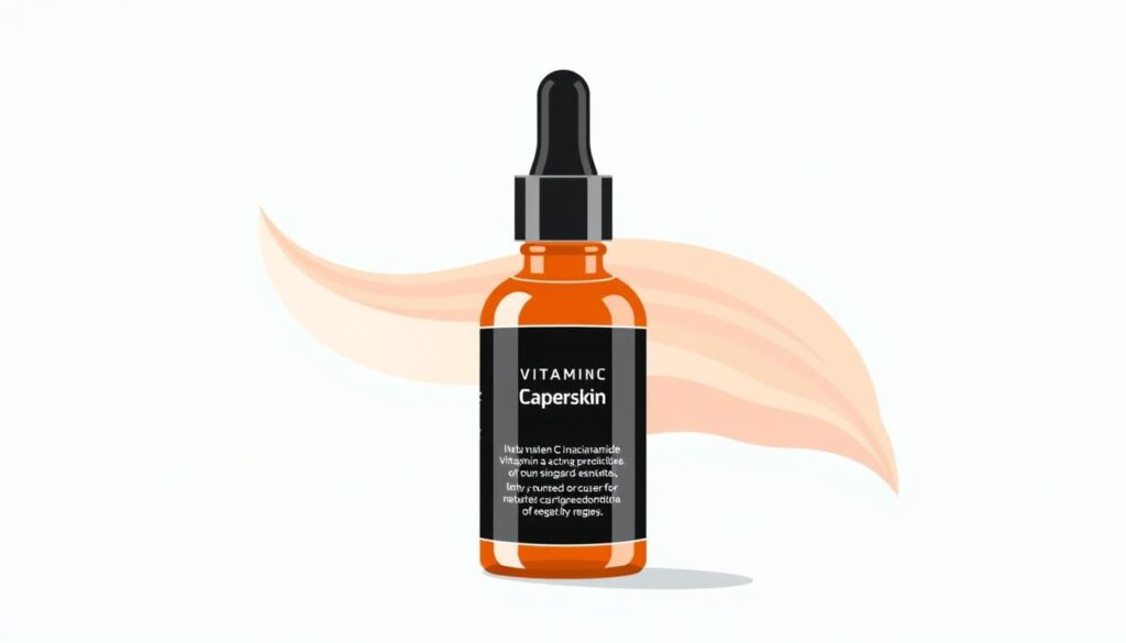 Image of a serum with a label highlighting natural active ingredients like vitamin C or niacinamide