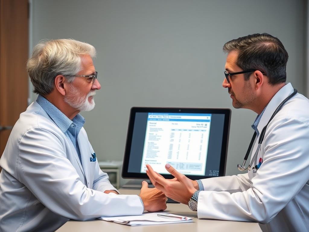 Patient discussing lab test results with healthcare provider