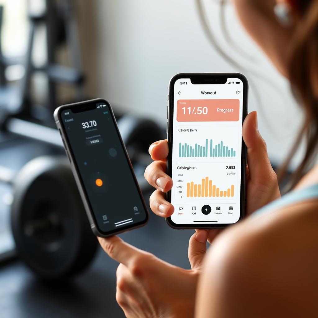Person tracking workout progress on a fitness app