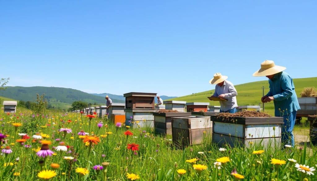 Sustainable honeycomb farming, local beekeepers, and their impact on the environment.